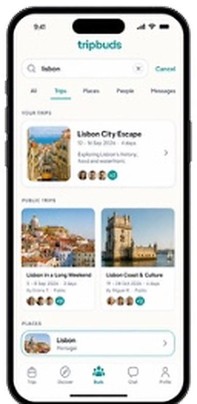 Tripbuds search for Lisbon trips by real travellers